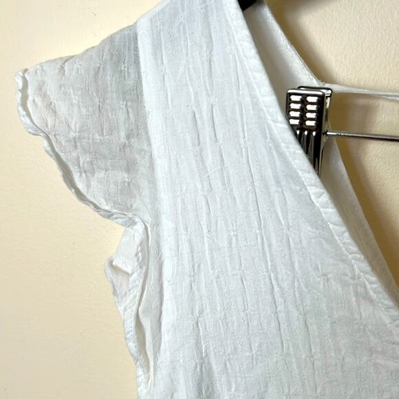 Abercrombie White Cotton Babydoll Mini Dress Tiered Ruffle Sleeves Summer Medium - Picture 3 of 11